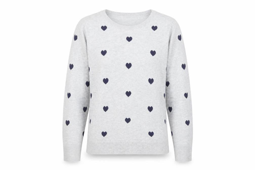 Gap Women’s Grey Heart Jumper Size M Crew Neck Cotton Pullover