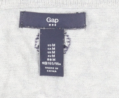Gap Women’s Grey Heart Jumper Size M Crew Neck Cotton Pullover