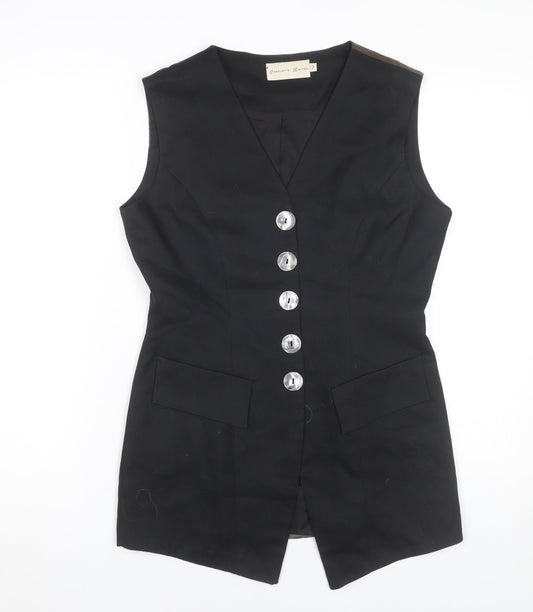Charlotte Halton Womens Black Sleeveless Tunic Blouse Size 12 Workwear