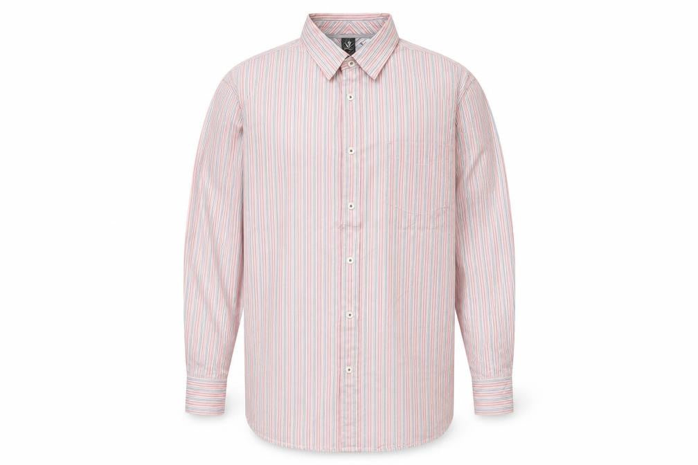 White Stuff Men’s Pink Striped Cotton Long Sleeve Button-Up Shirt M