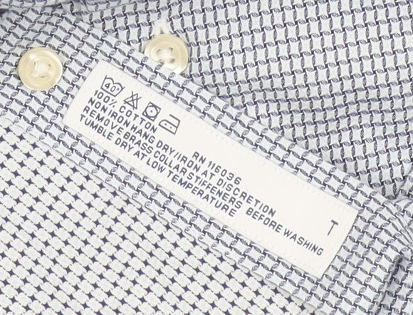 Charles Tyrwhitt Men's Blue Slim Fit Long Sleeve Check Shirt Size 15