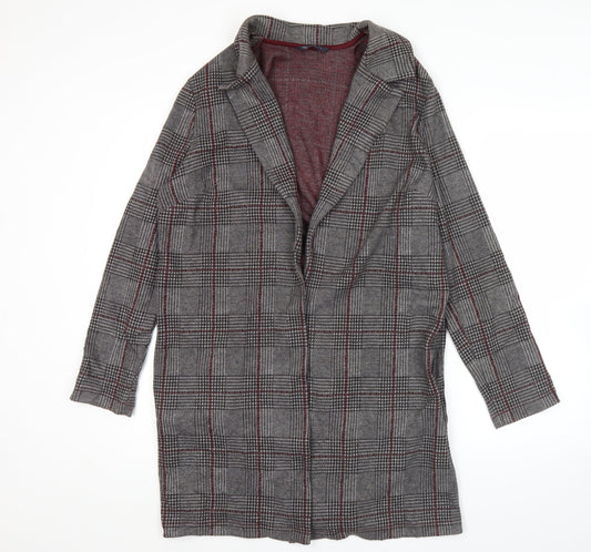 Marks and Spencer Women’s Grey Check Coatigan UK 12 Long Sleeve
