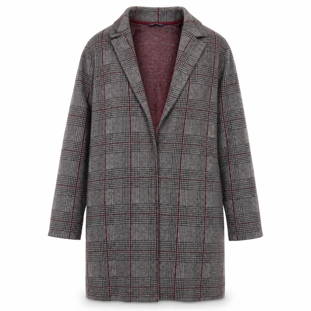 Marks & Spencer Women’s Grey Check Coatigan UK 12 Long Sleeve