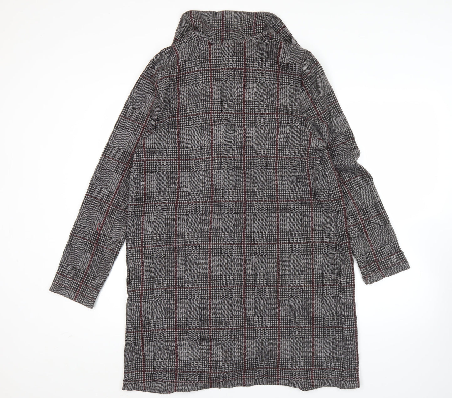 Marks and Spencer Women’s Grey Check Coatigan UK 12 Long Sleeve
