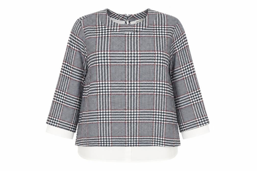 Dorothy Perkins Womens Grey Check Tunic Blouse Size 6 Workwear