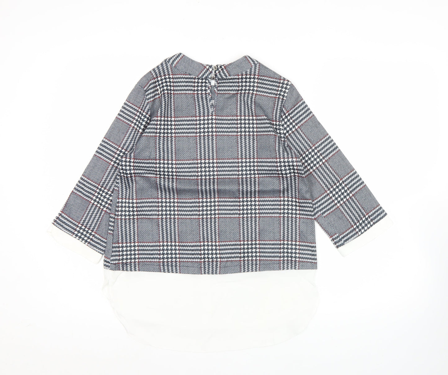 Dorothy Perkins Womens Grey Check Tunic Blouse Size 6 Workwear