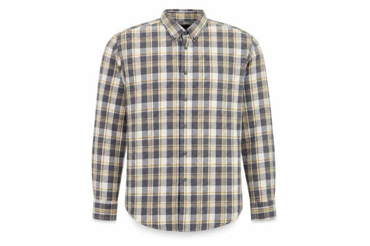 Marks & Spencer Men’s Grey Plaid XL Flannel Cotton Button-Up Shirt