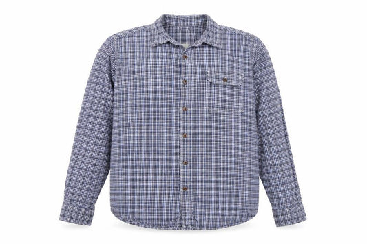 John Lewis Men’s Blue Check Cotton Twill Shirt L Long Sleeve Casual
