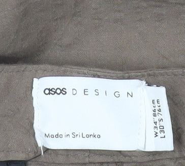 ASOS Women’s Brown Chino Trousers Size 16 Regular Cotton Straight