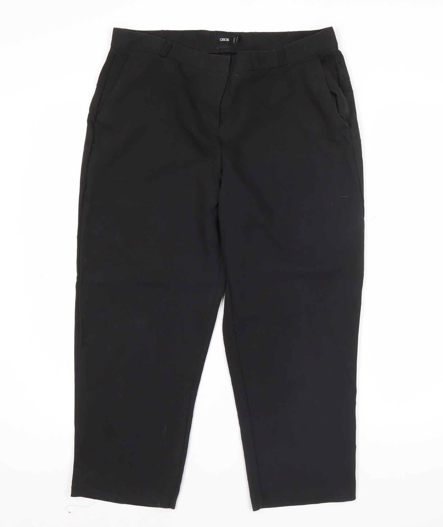 ASOS Womens Black Chino Trousers Size 12 Regular Fit Workwear