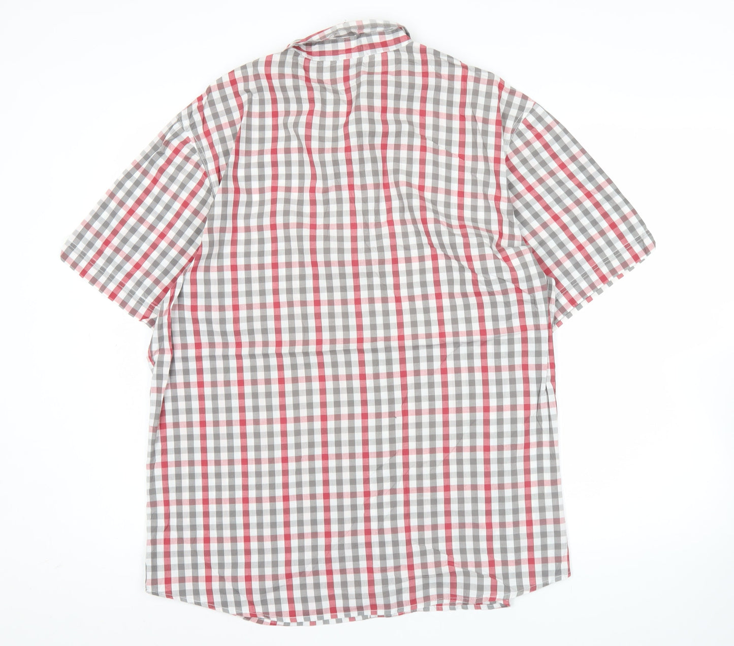 Bench Mens Red Grey Check Short Sleeve Button-Up Shirt XL