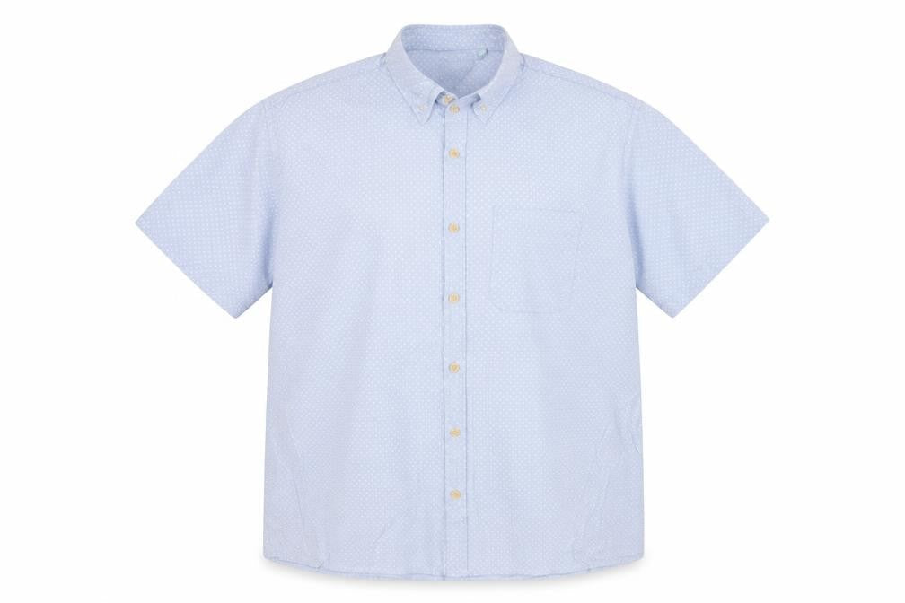 Southbay Men’s Blue Polka Dot Cotton Short Sleeve Button-Up Shirt XL