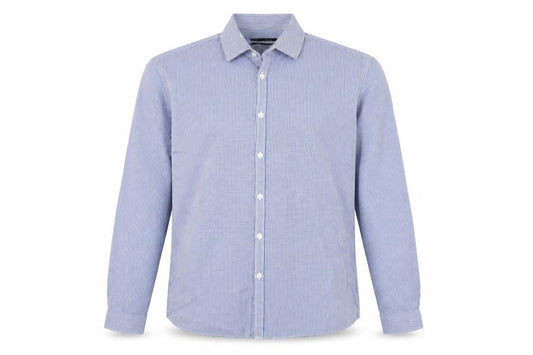 B&W Mens Blue Slim Fit Check Button-Up Shirt 17in Long Sleeve