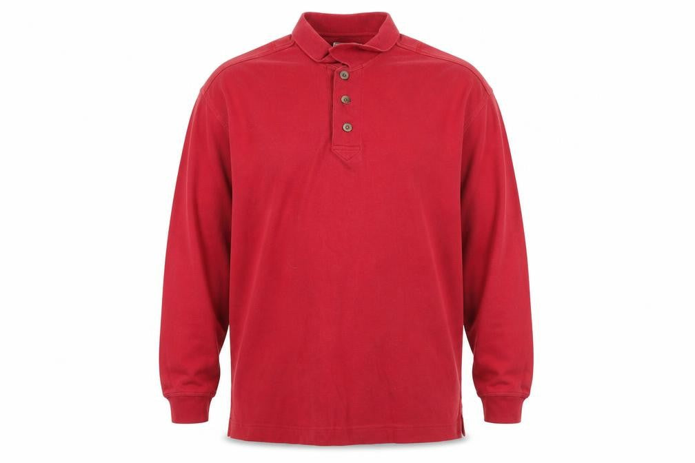 Cutter & Buck Men’s Red Henley Sweatshirt L Long Sleeve Cotton