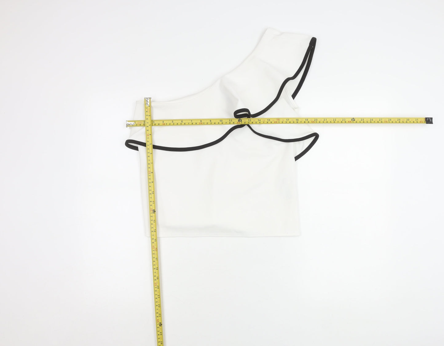 New Look Women White Ruffle One Shoulder Cropped Blouse Size 14