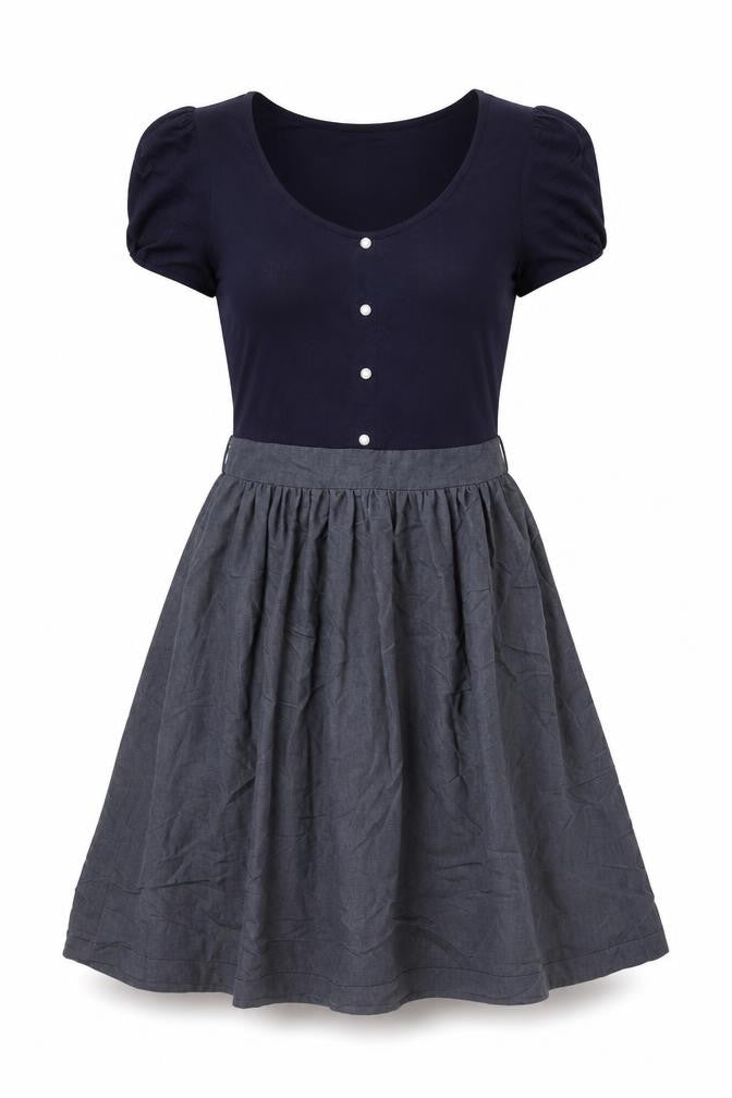 Promod Women’s Blue Grey Fit & Flare Knee Length Dress Size 10