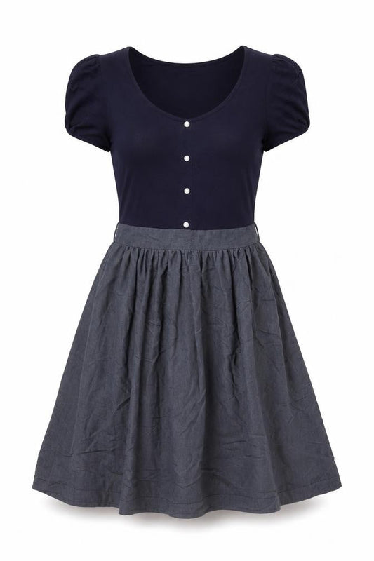 Promod Women’s Blue Grey Fit & Flare Knee Length Dress Size 10