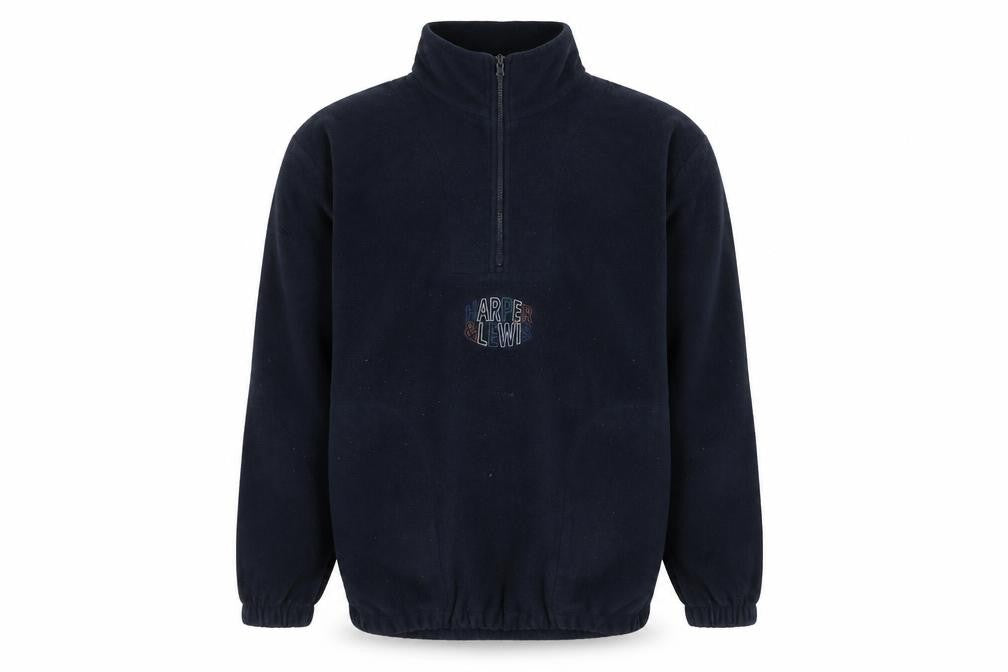Harper & Lewis Mens Blue Fleece Pullover Sweatshirt M 1/2 Zip Logo