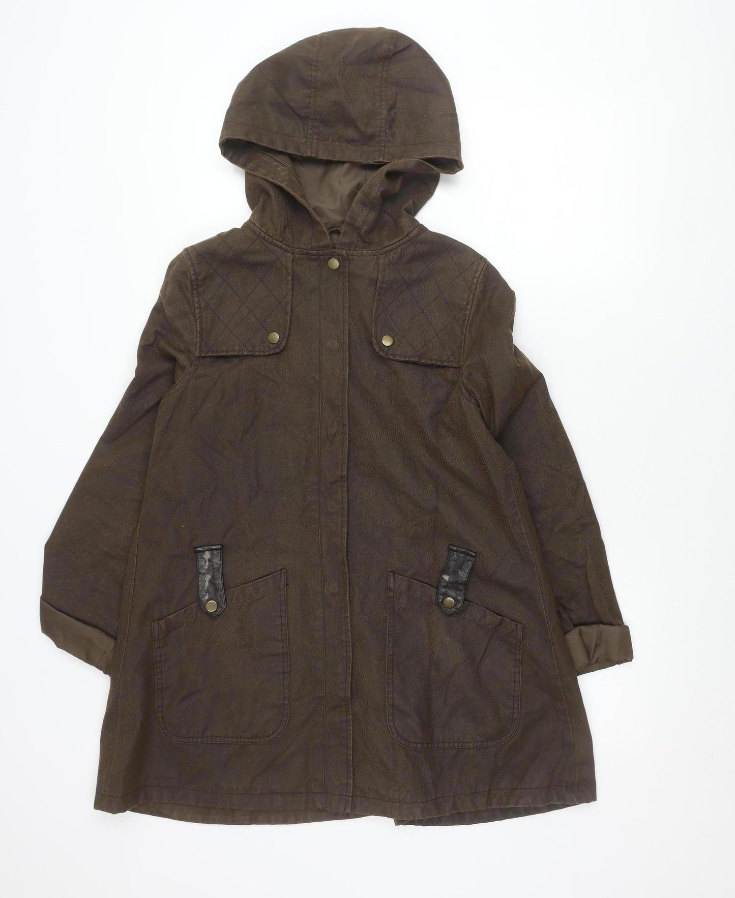 ASOS Women’s Brown Hooded Parka Coat UK 10 Mid-Length Cotton Blend