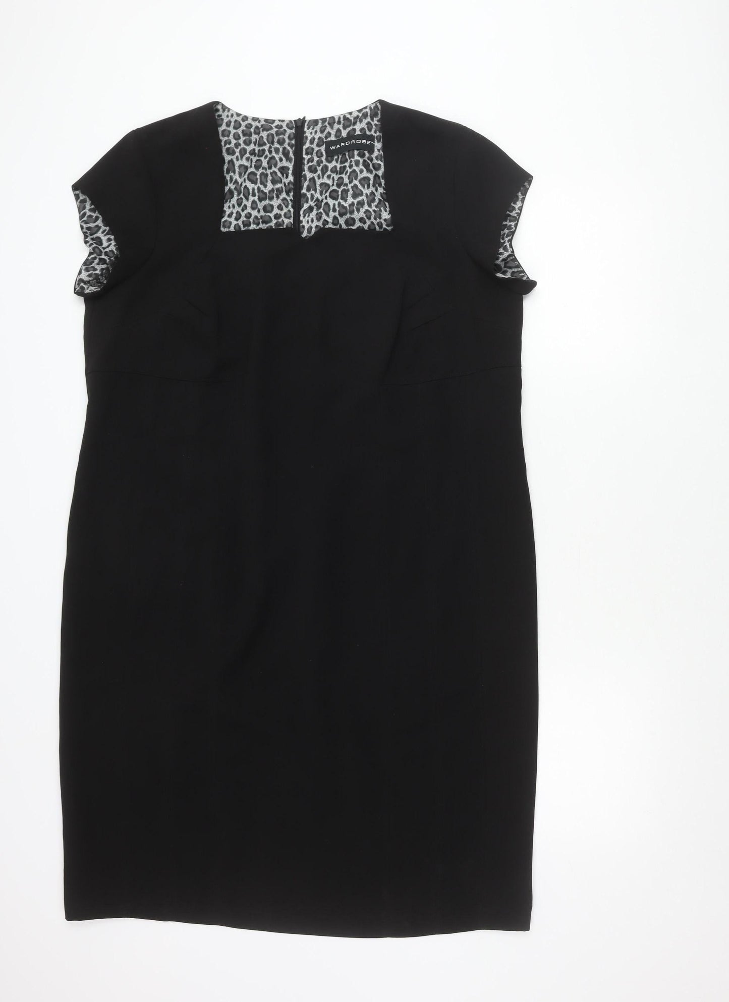Wardrobe Women Black Animal Print Sheath Dress Size 20 Workwear