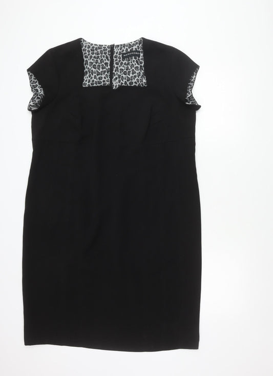 Wardrobe Women Black Animal Print Sheath Dress Size 20 Workwear