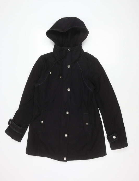 Sebby Collection Women’s Black L Hooded Parka Jacket Polyester