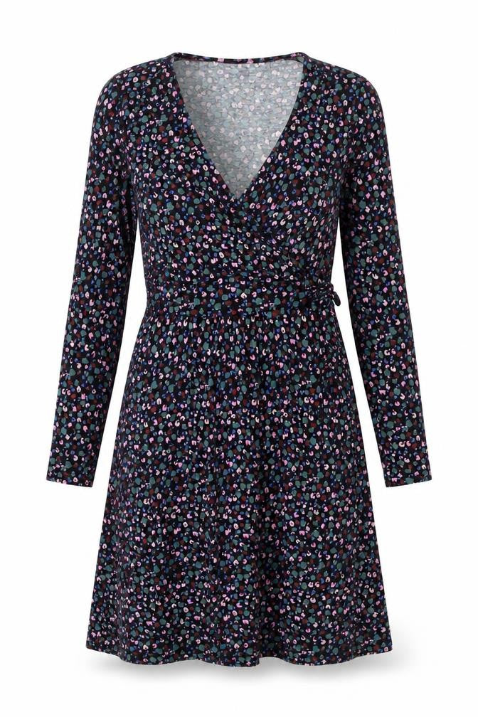 Boden Women’s Multicoloured Animal Print Long Sleeve Wrap Dress UK 12