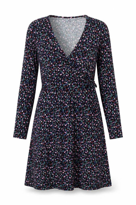 Boden Women’s Multicoloured Animal Print Long Sleeve Wrap Dress UK 12
