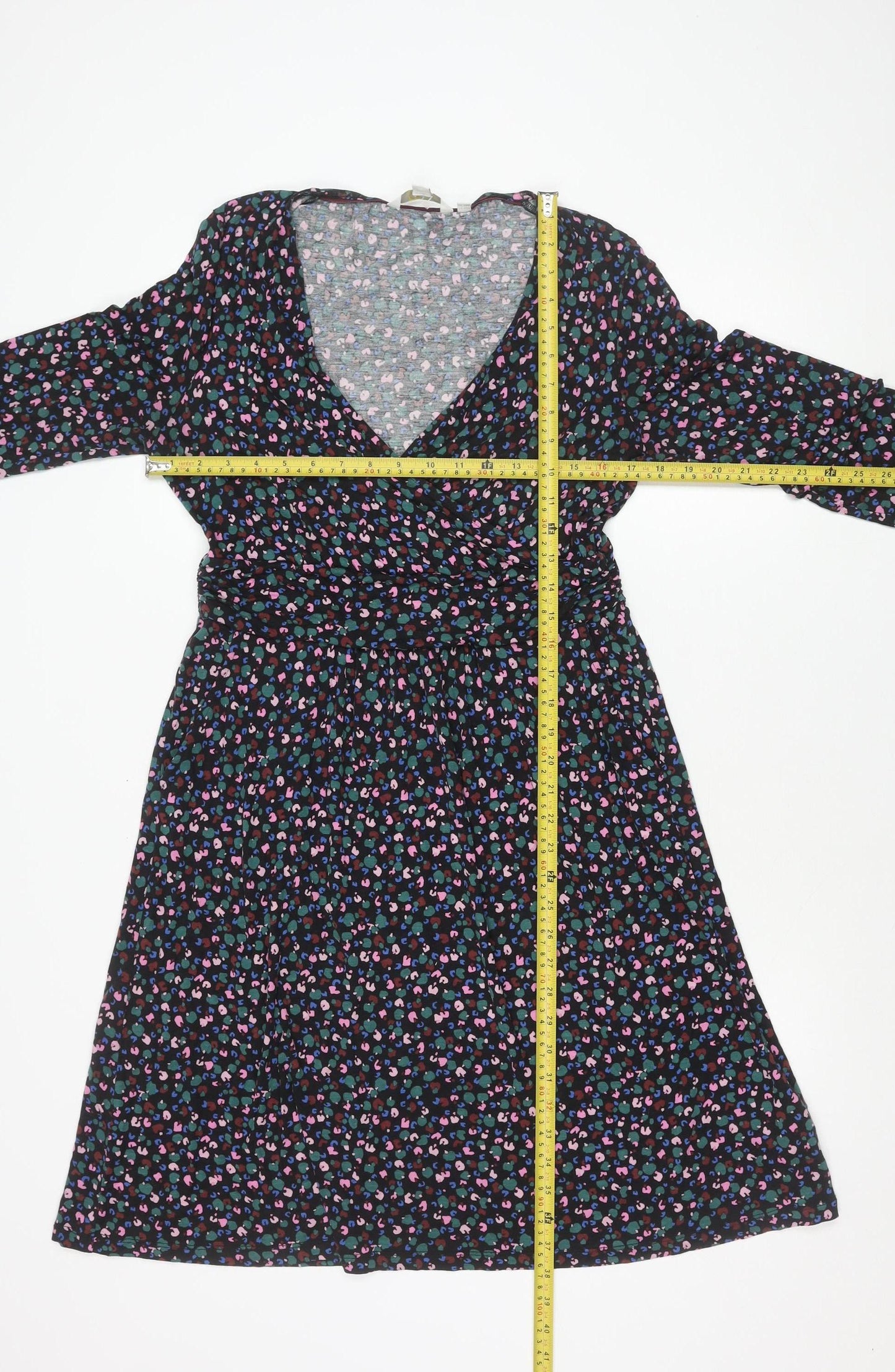 Boden Women’s Multicoloured Animal Print Long Sleeve Wrap Dress UK 12