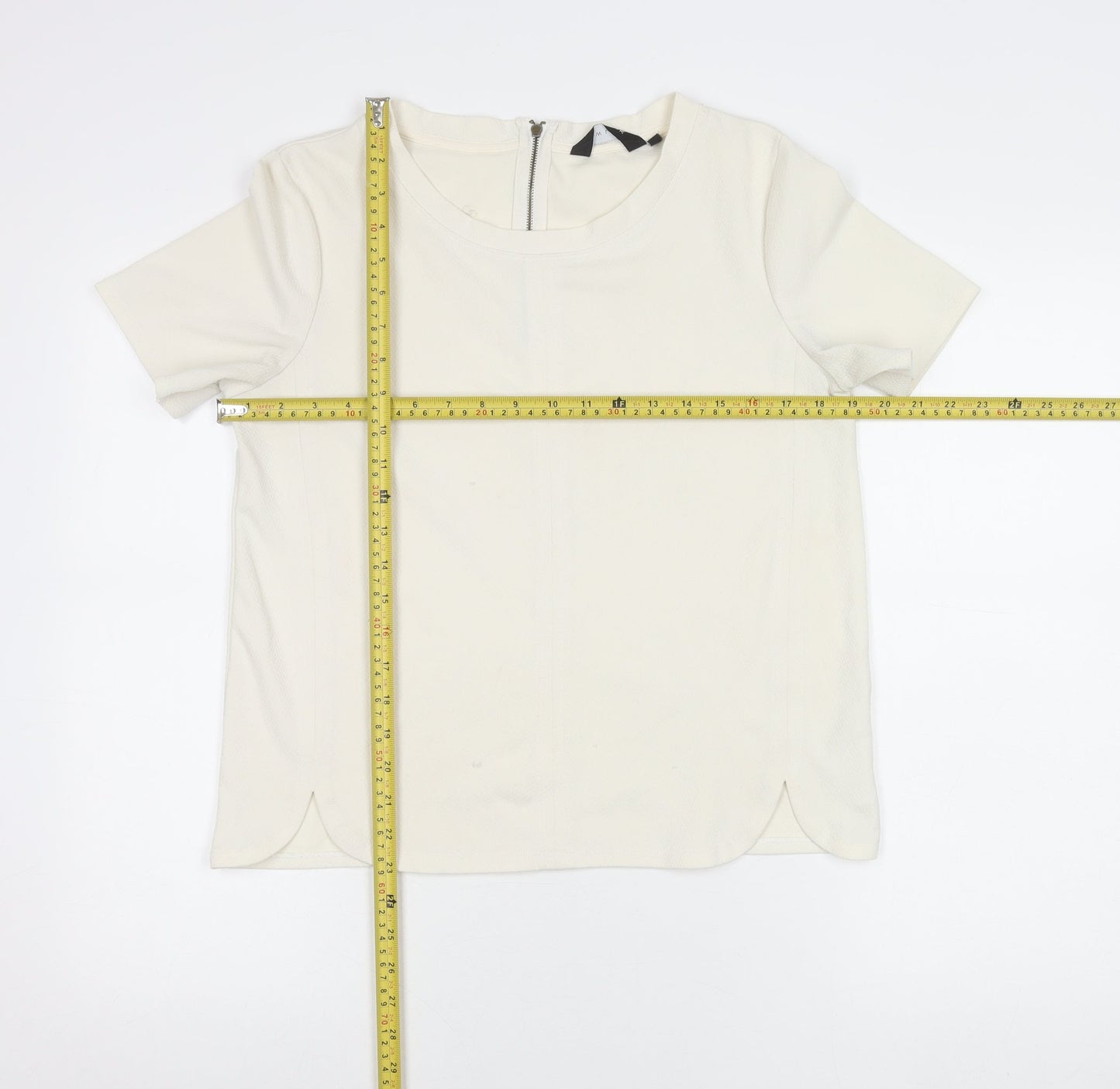 New Look Women’s Ivory Short Sleeve Zip Back Top Size 10