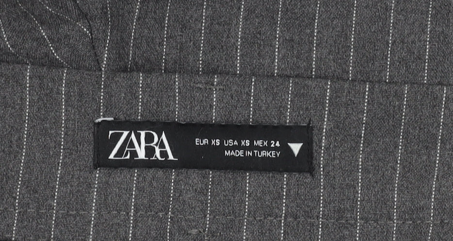 Zara Womens Grey XS Pinstripe Straight Leg Trousers Workwear