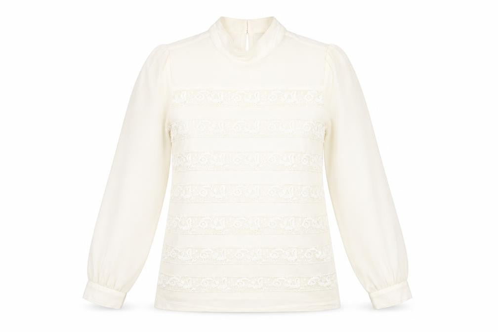 Next Women’s Ivory Lace Mock Neck Long Sleeve Blouse Size 6