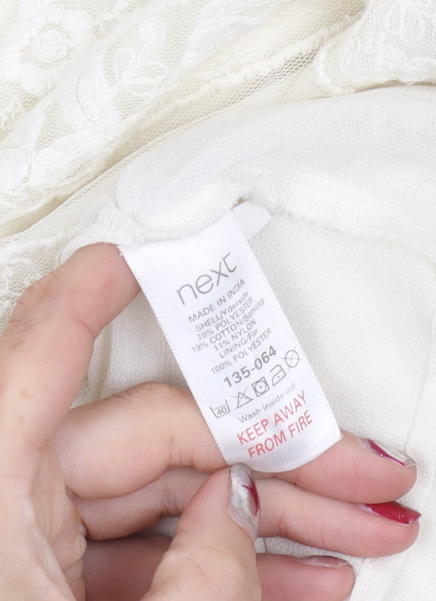 Next Women’s Ivory Lace Mock Neck Long Sleeve Blouse Size 6