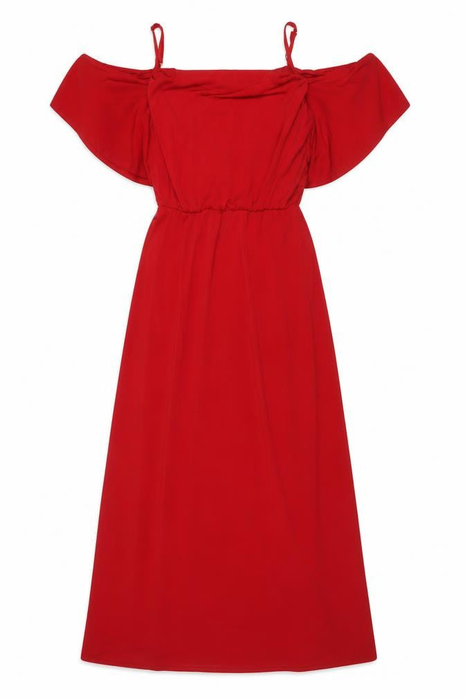 Debut Women’s Red Off Shoulder Fit & Flare Dress Size 8