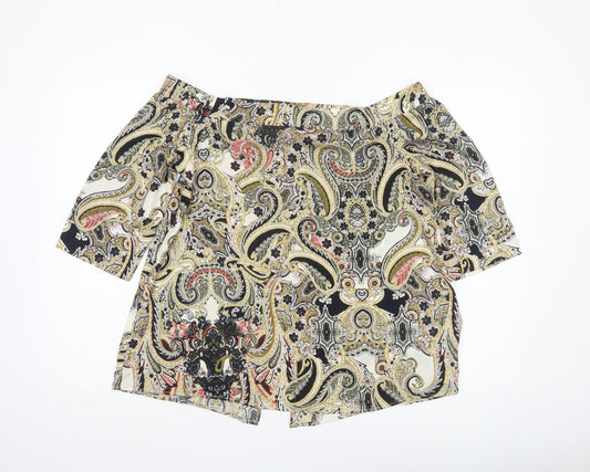 River Island Womens Multicoloured Paisley Off Shoulder Tunic Blouse Size 12