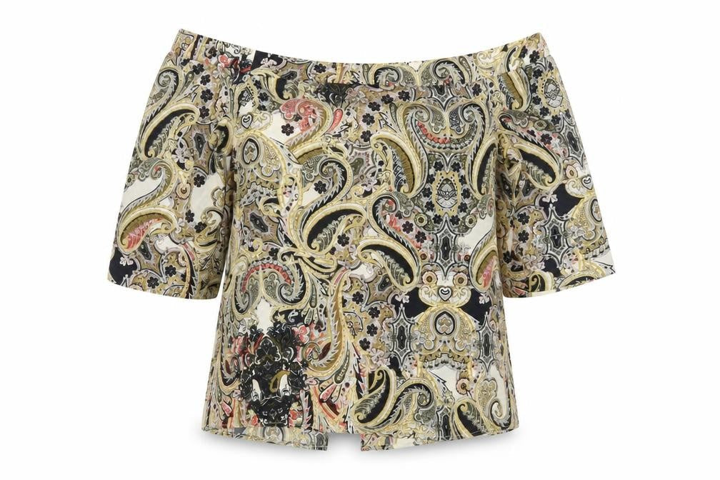 River Island Womens Multicoloured Paisley Off Shoulder Tunic Blouse Size 12