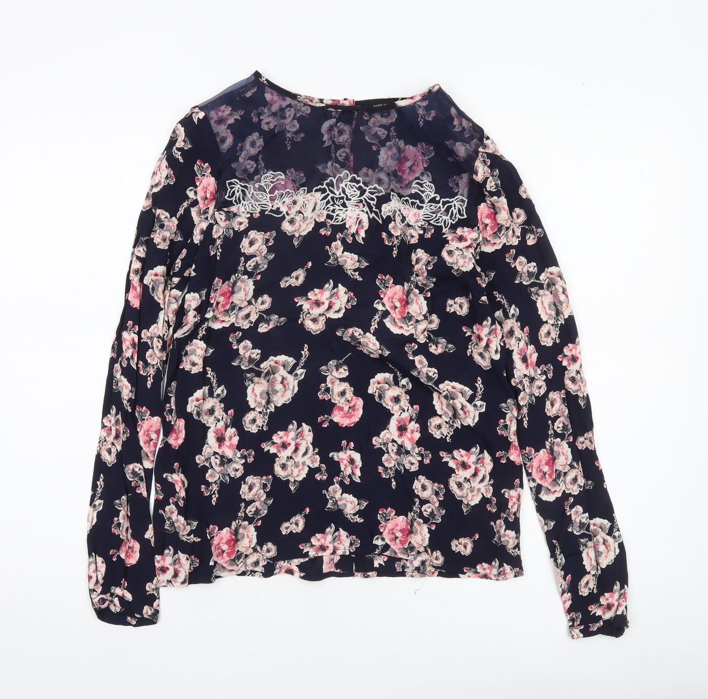 River Island Womens Floral Blouse Size 10 Multicoloured Long Sleeve Tunic