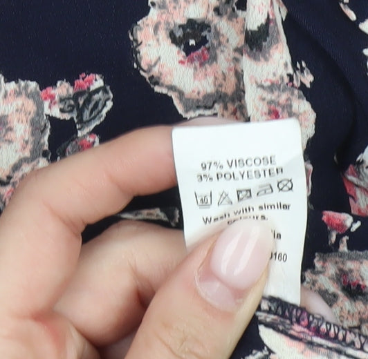 River Island Womens Floral Blouse Size 10 Multicoloured Long Sleeve Tunic