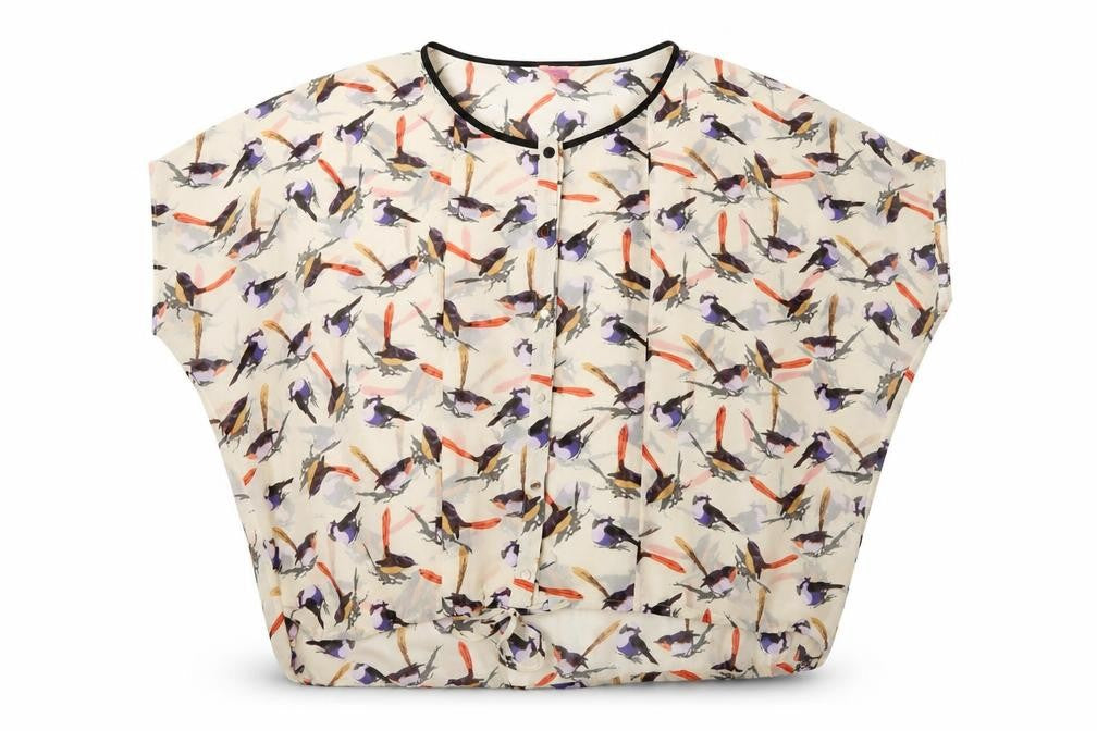 Monsoon Women’s Multicoloured Bird Print Chiffon Tunic Blouse Size 10