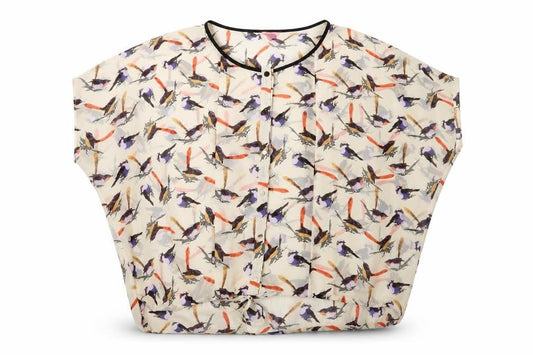 Monsoon Women’s Multicoloured Bird Print Chiffon Tunic Blouse Size 10