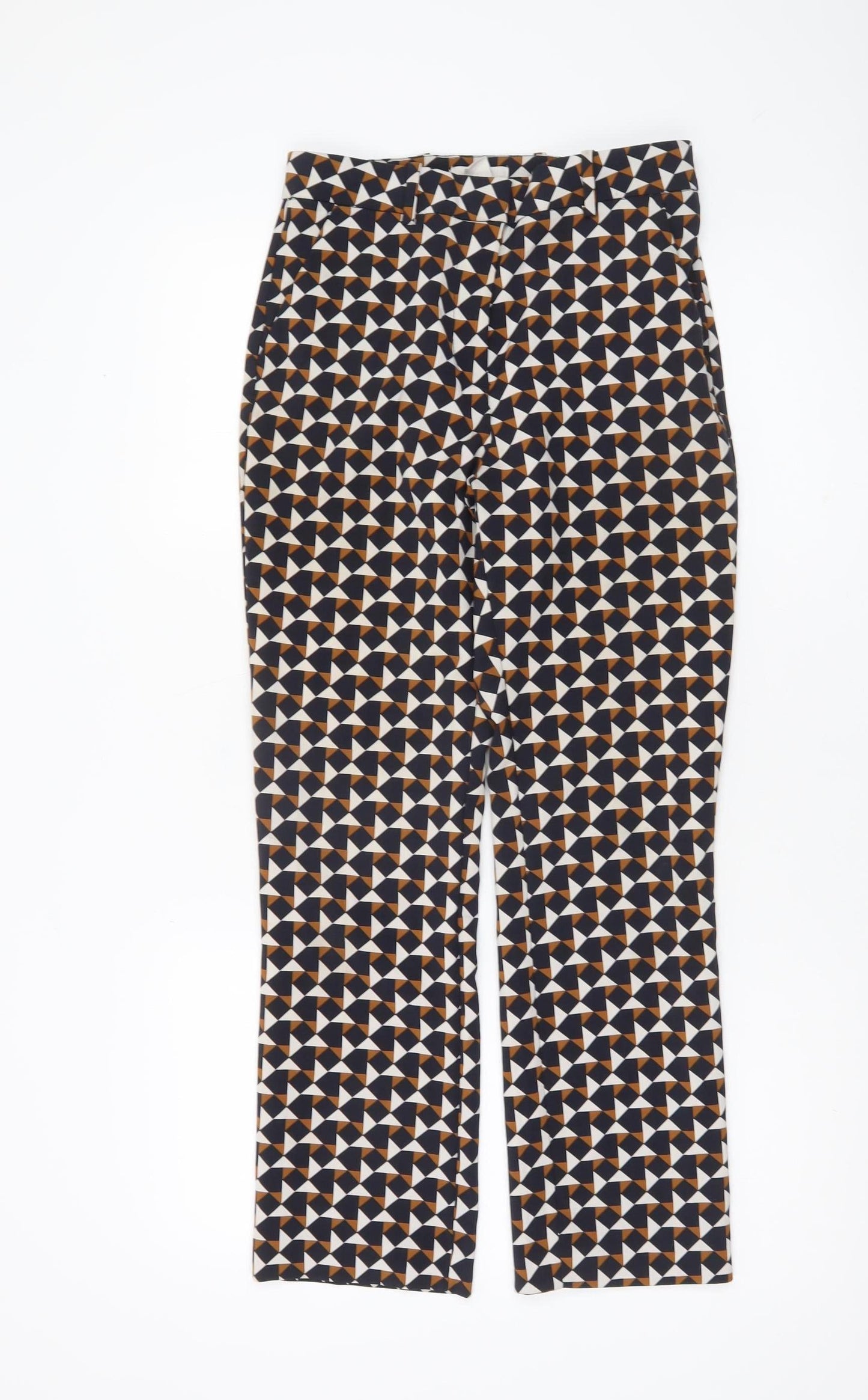 H&M Women’s Multicoloured Geometric Slim Fit High Rise Trousers Size 6