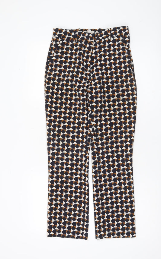H&M Women’s Multicoloured Geometric Slim Fit High Rise Trousers Size 6