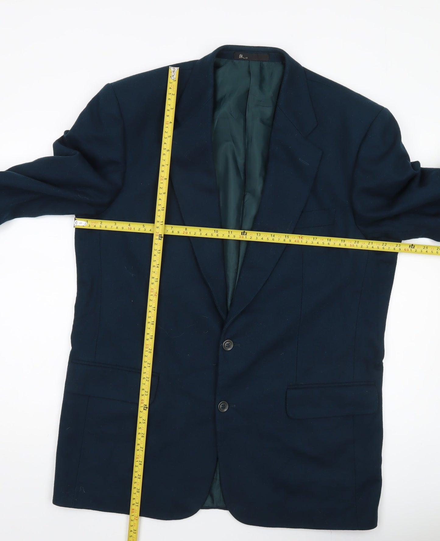 BHS Men’s Blue Wool Cashmere Blazer Jacket 42in Chest Long