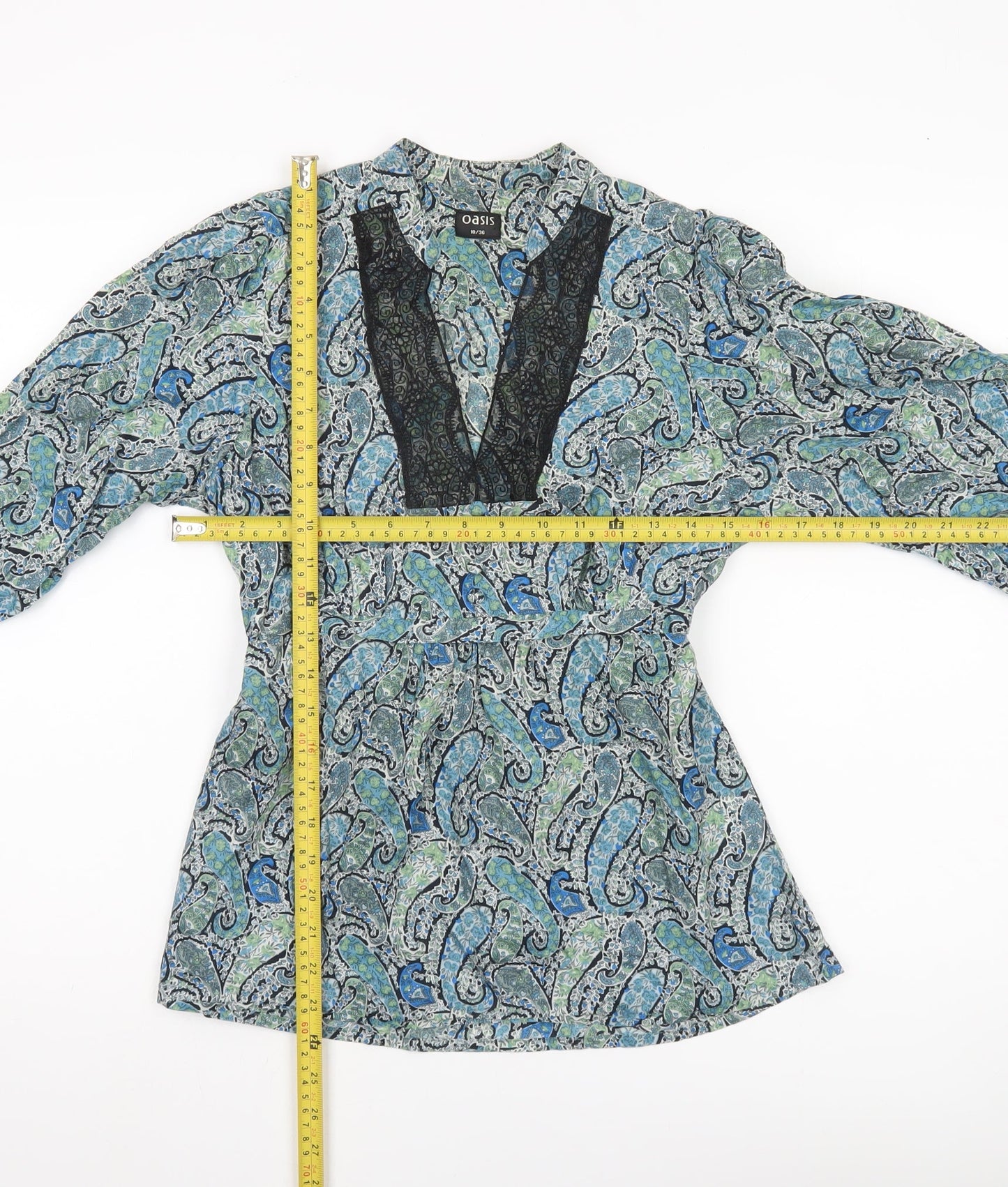 Oasis Women’s Multicoloured Paisley Cotton Tunic Blouse Size 10