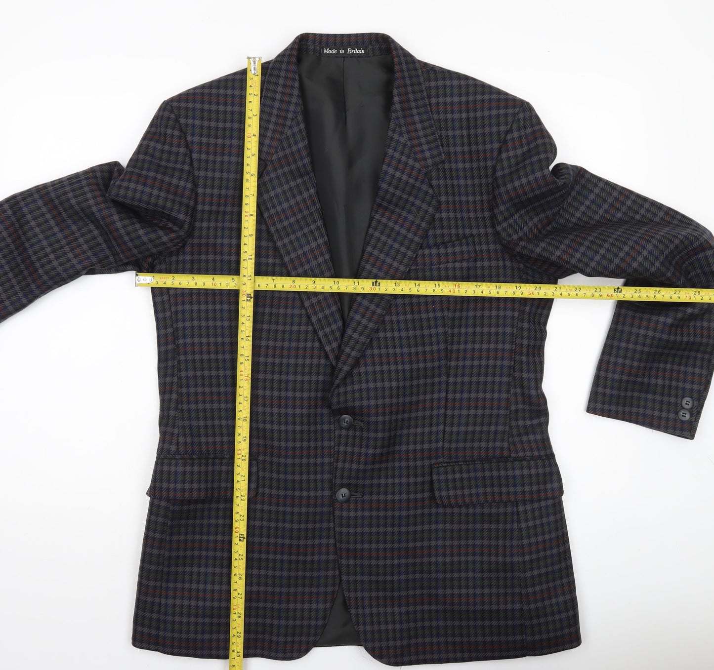Brook Taverner Men's Multicoloured Wool Check Blazer Jacket 40in Chest L