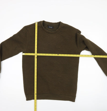 Zara Man Mens Green Quilted Geometric Pullover Sweatshirt Size M