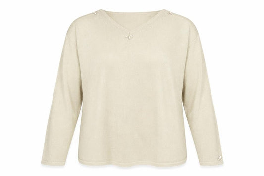 Bonmarché Women’s Beige V-Neck Pullover Jumper XL Long Sleeve Knit