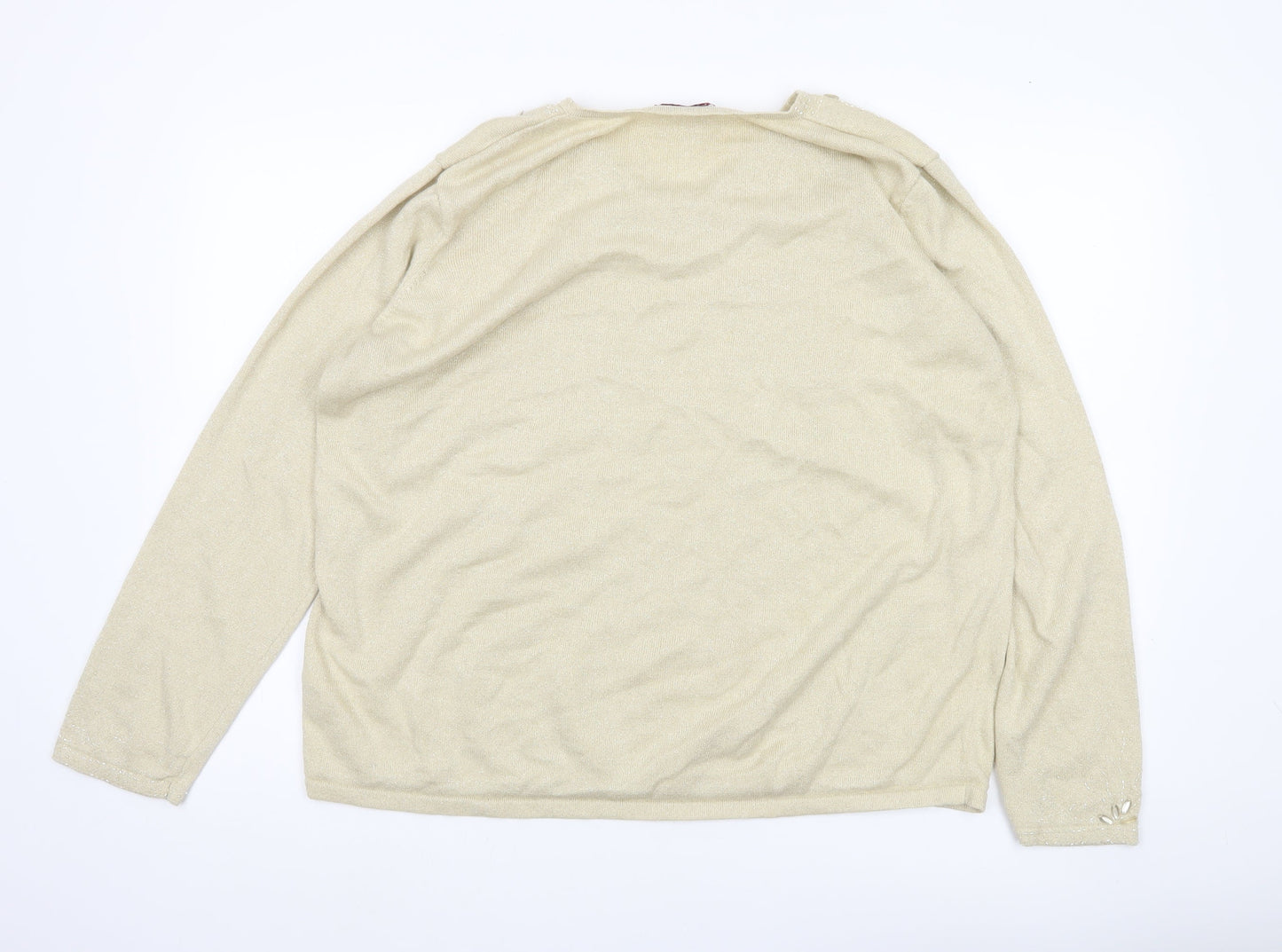 Bonmarché Women’s Beige V-Neck Pullover Jumper XL Long Sleeve Knit
