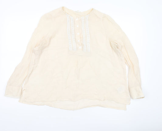 Pablo Women’s Ivory Cotton Tunic Blouse Size 16 Long Sleeve