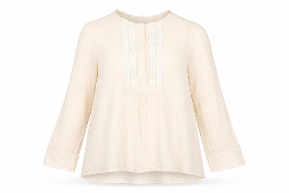 Pablo Women’s Ivory Cotton Tunic Blouse Size 16 Long Sleeve